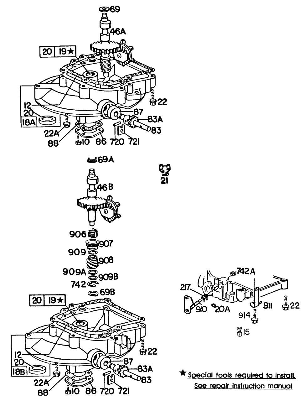 (2)sump Bases,right Angle Dr Diagram and Parts List for 110905-0357-XX  Briggs and Stratton Engine